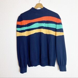 St. John Evening-Navy Sweater w/ Colorful Sequins